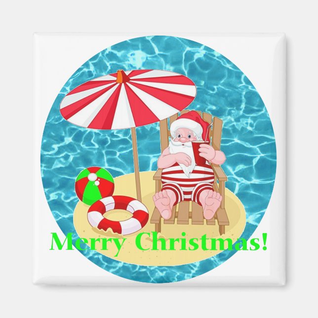 beach santa claus magnet (Front)