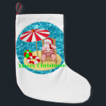 beach santa claus small christmas stocking<br><div class="desc">"beach santa claus ", "california santa claus", "florida santa claus", "hawaii santa claus", "christmas july", "xmas july""vacation santa", "beach santa claus
, "tropical santa claus"  , "tropical santa", </div>