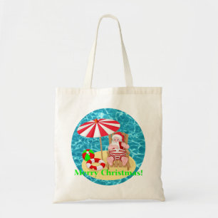 beach santa claus tote bag