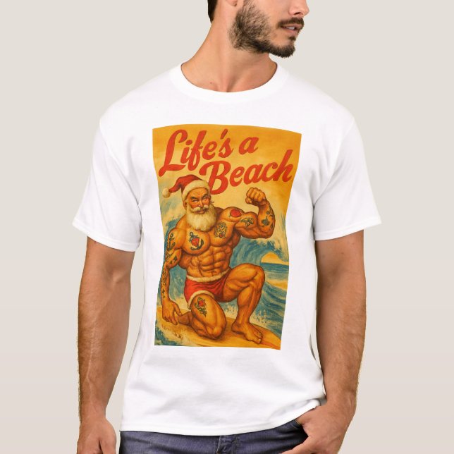 Beach Santa Gay T-Shirt | Gay Shirt for Men | LGBT (Front)