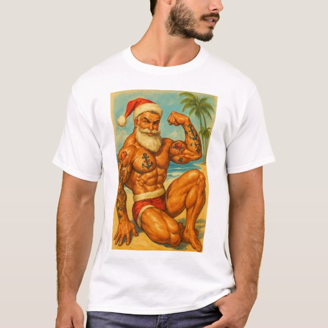 Beach Santa Gay T-Shirt | Gay Shirt for Men | LGBT (Front)