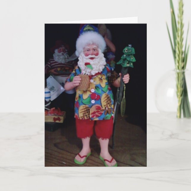 "BEACH" SANTA IS SO READY FOR *YOU & MISTLETOE* HOLIDAY CARD (Front)