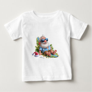Beach Santa Summer Holiday cute  Christmas Lights  Baby T-Shirt