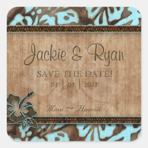 Beach Save Date Wedding Stickers Hibiscus Flower