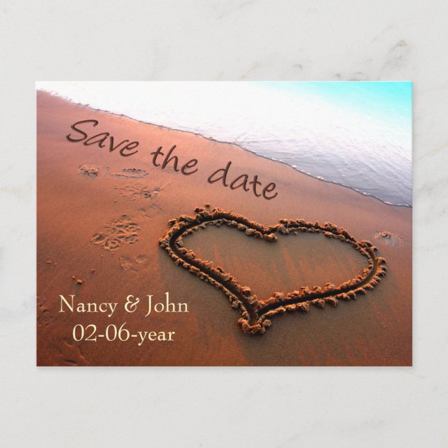 Beach Save the date Announcement Postcard (Front)