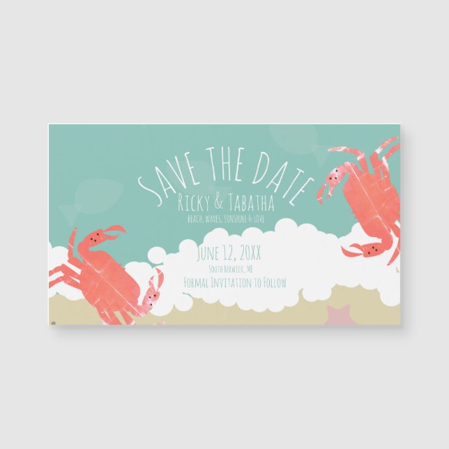 Beach Save the Date Crab Sand Ocean Waves   (Front)
