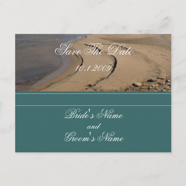 Beach Save The Date postcard. Announcement Postcard (Front)