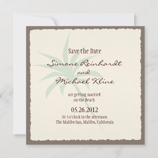 Beach Save the Date with Palm Trees (Front)