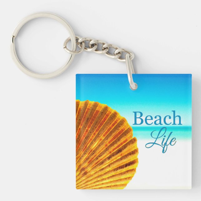 Beach Scallop Seashell Key Chain (Front)