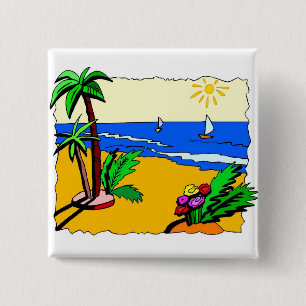 Beach Scene 15 Cm Square Badge
