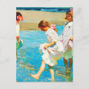 Beach scene art by Edward Henry Potthast  Postcard