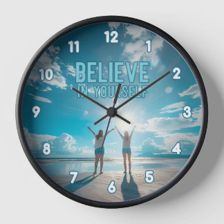 Beach Scene Believe in Yourself Inspirational Clock