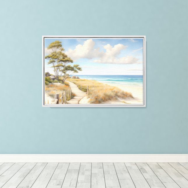 Beach Scene Canvas Wall Art (Insitu(Wood Floor))