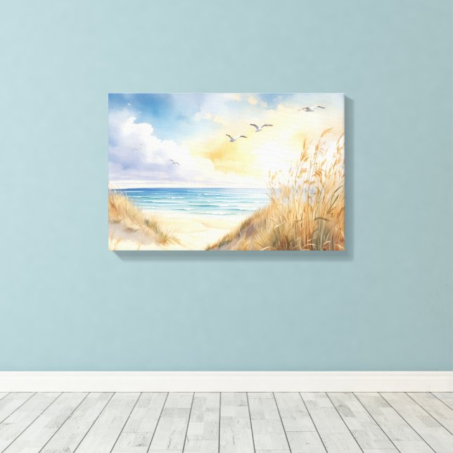 Beach Scene Canvas Wall Art (Insitu(Wood Floor))