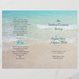 Beach Scene Catholic Ceremony Folded Program