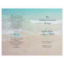 Beach Scene Catholic Ceremony Folded Program