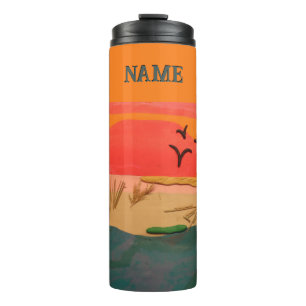 Beach Scene Clay Folk Art Thermal Tumbler