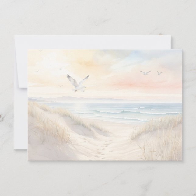 Beach Scene Flat Note Card (Front)