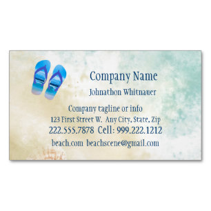 Beach Scene Flip Flop Fun Summer Vacation Art Magnetic Business Card