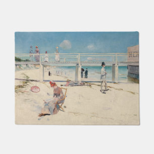 Beach Scene (Holiday at Mentone) (Australian Art) Doormat
