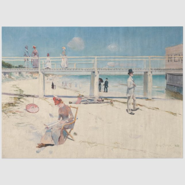 Beach Scene (Holiday at Mentone) (Australian Art) Tissue Paper (Front)