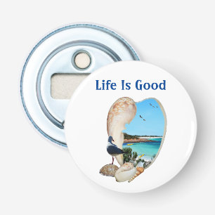 Beach Scene In A Beach Shell Wall, Bottle Opener