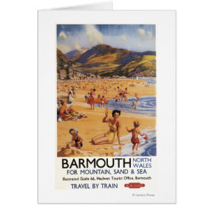 Beach Scene Mother and Kids British Rail