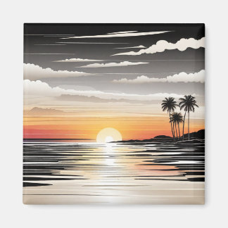 Beach Scene Refrigerator Magnet - Coastal Charm De