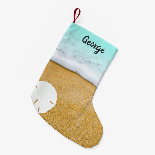 Beach Scene Sand Dollar Double Christmas Stocking (Front (Hanging))