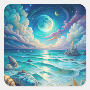 Beach Scene  Square Sticker