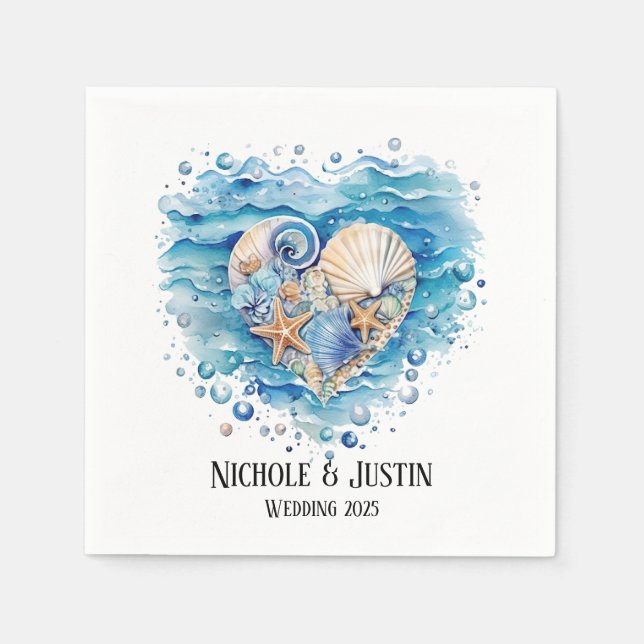 Beach Scene Starfish Wedding Napkin (Front)