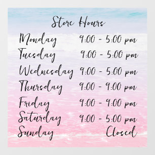 Beach Scene Store Hours Personalised Window Cling