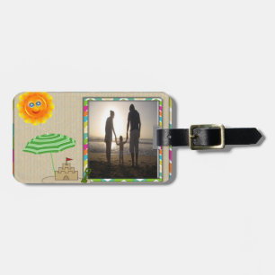 Beach Scene, Sun, Sand, Sandcastle Photo Template Luggage Tag