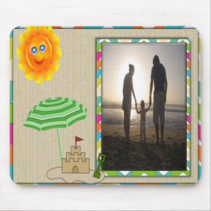 Beach Scene, Sun, Sand, Sandcastle Photo Template Mouse Mat