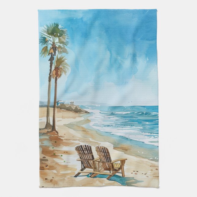 Beach Scene Tea Towel (Vertical)
