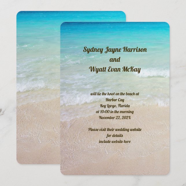 Beach Scene Wedding Invitation Template (Front/Back)