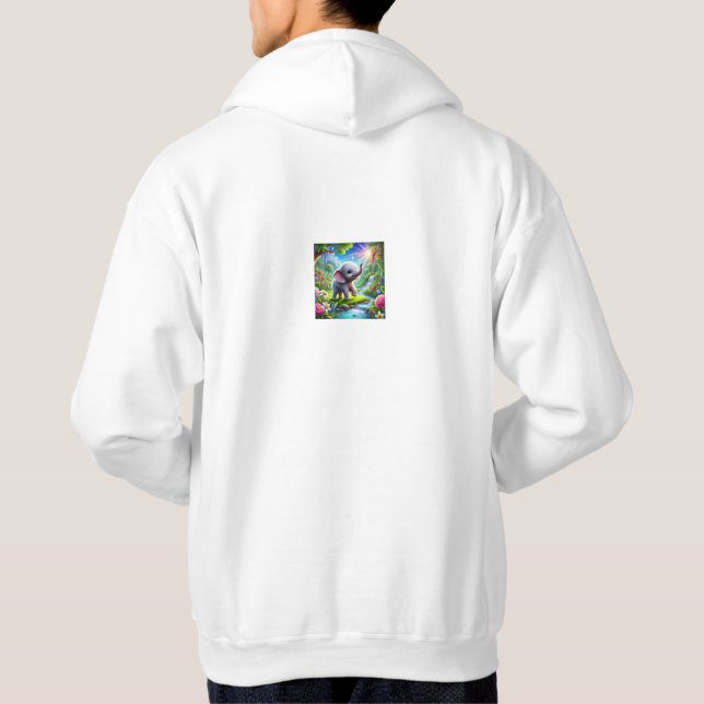 Beach Scene with Red Accents, Boats & Ships Hoodie (Back)