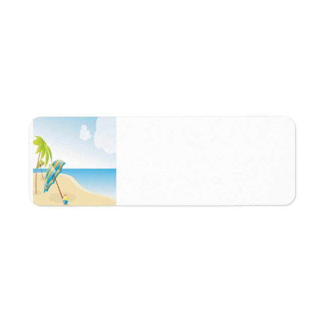 Beach Scene with Umbrella, Palm Trees & Beach Ball (Front)