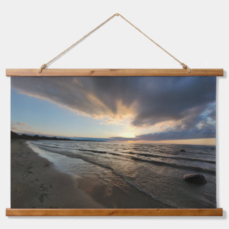 Beach Scene Wood Topped Wall Tapestry