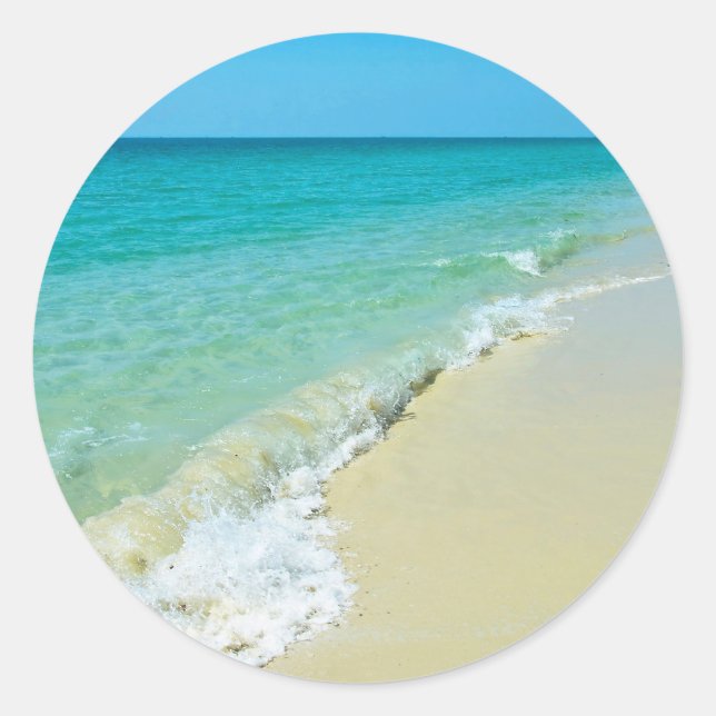 Beach scenery classic round sticker (Front)