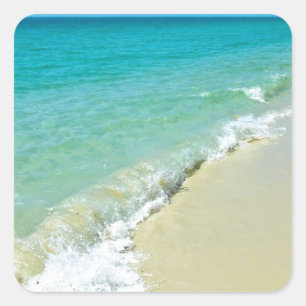 Beach scenery square sticker