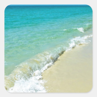 Beach scenery square sticker