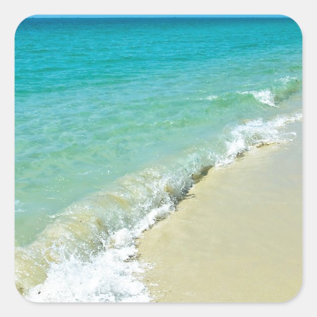 Beach scenery square sticker (Front)