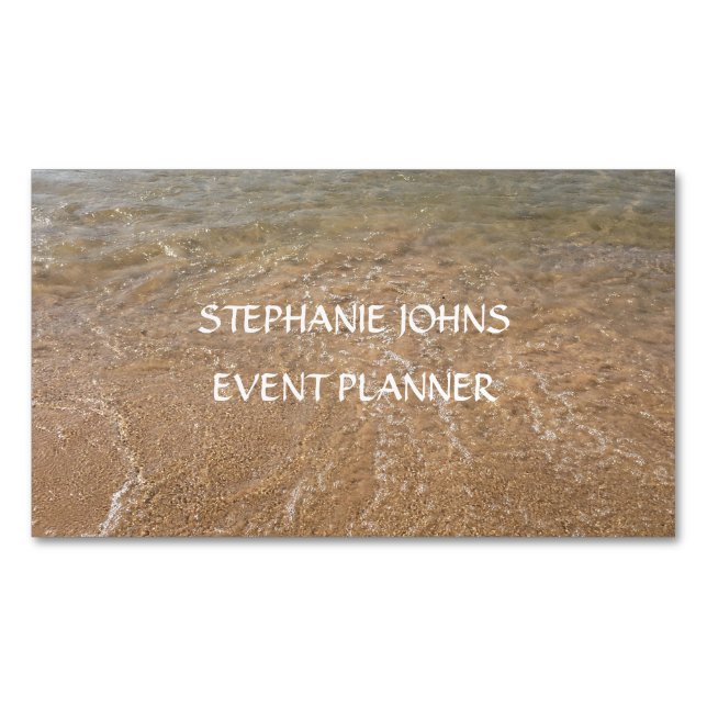 Beach Scenic Sea Photo Event Planner Custom Text  Magnetic Business Card (Front)