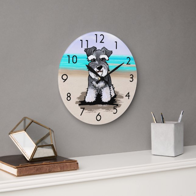 Beach Schnauzer Wall Clock (Office)