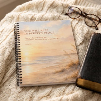 Beach Scripture Isaiah 26:3 Perfect Peach Faith Notebook