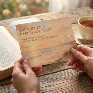 Beach Scripture of Isaiah 26:3 Perfect Peace Faith Postcard