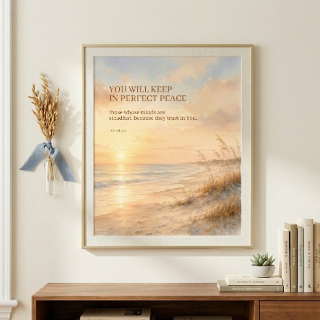 Beach Scripture of Isaiah 26:3 Perfect Peace Faith Poster (Creator Uploaded)