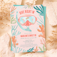 Beach Scuba diving watercolor sea life Sweet 16