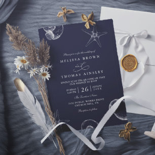 Beach Sea Beyond the Reef QR Code Wedding Invitation